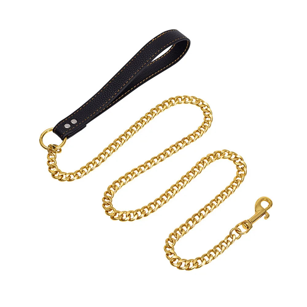 Golden Dog Chain Leash