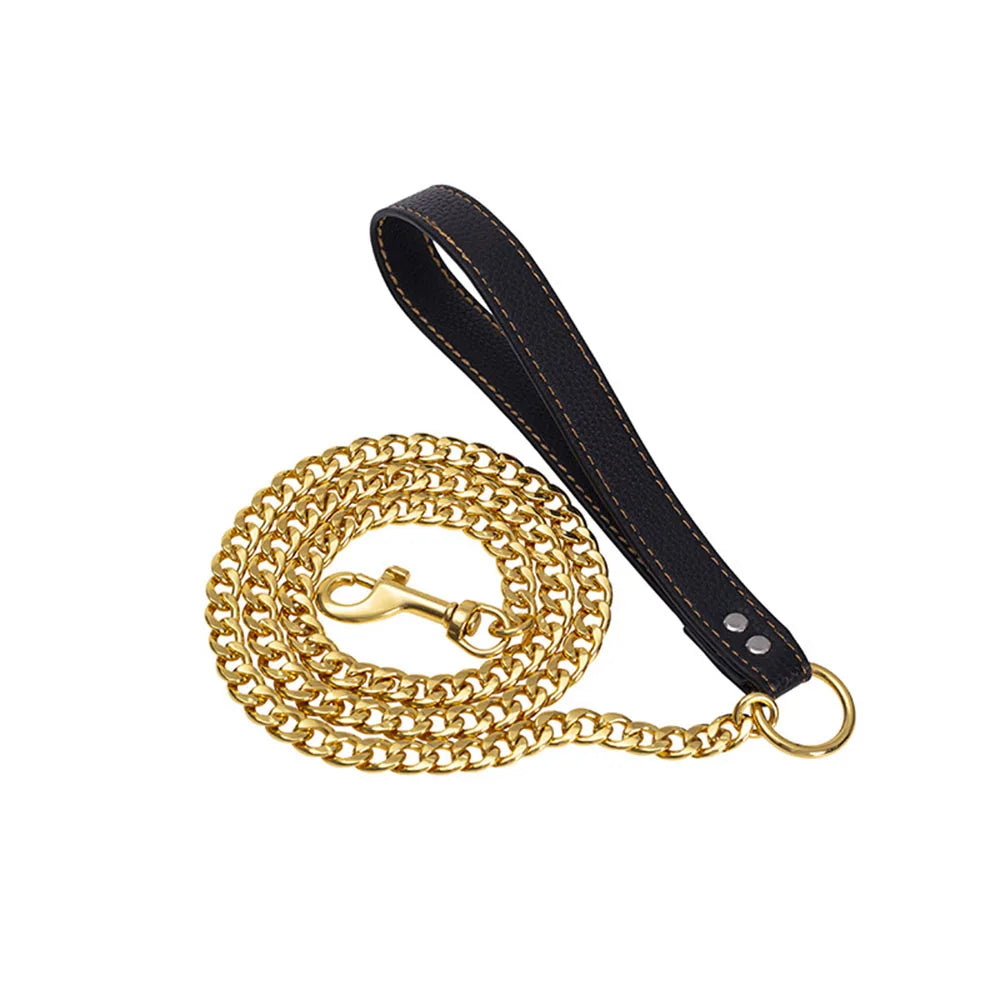 Golden Dog Chain Leash