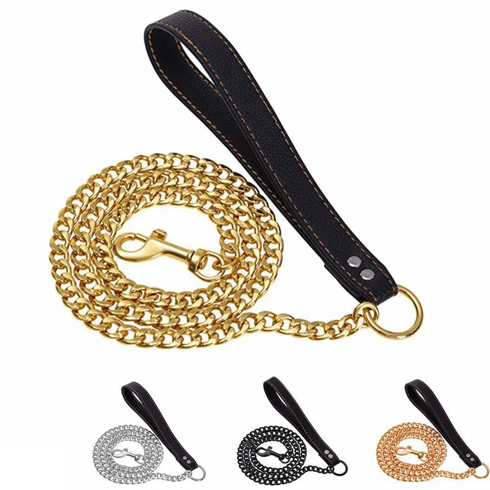 Golden Dog Chain Leash